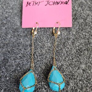 Betsey Johnson Blue Dangling Tear Drop Earrings